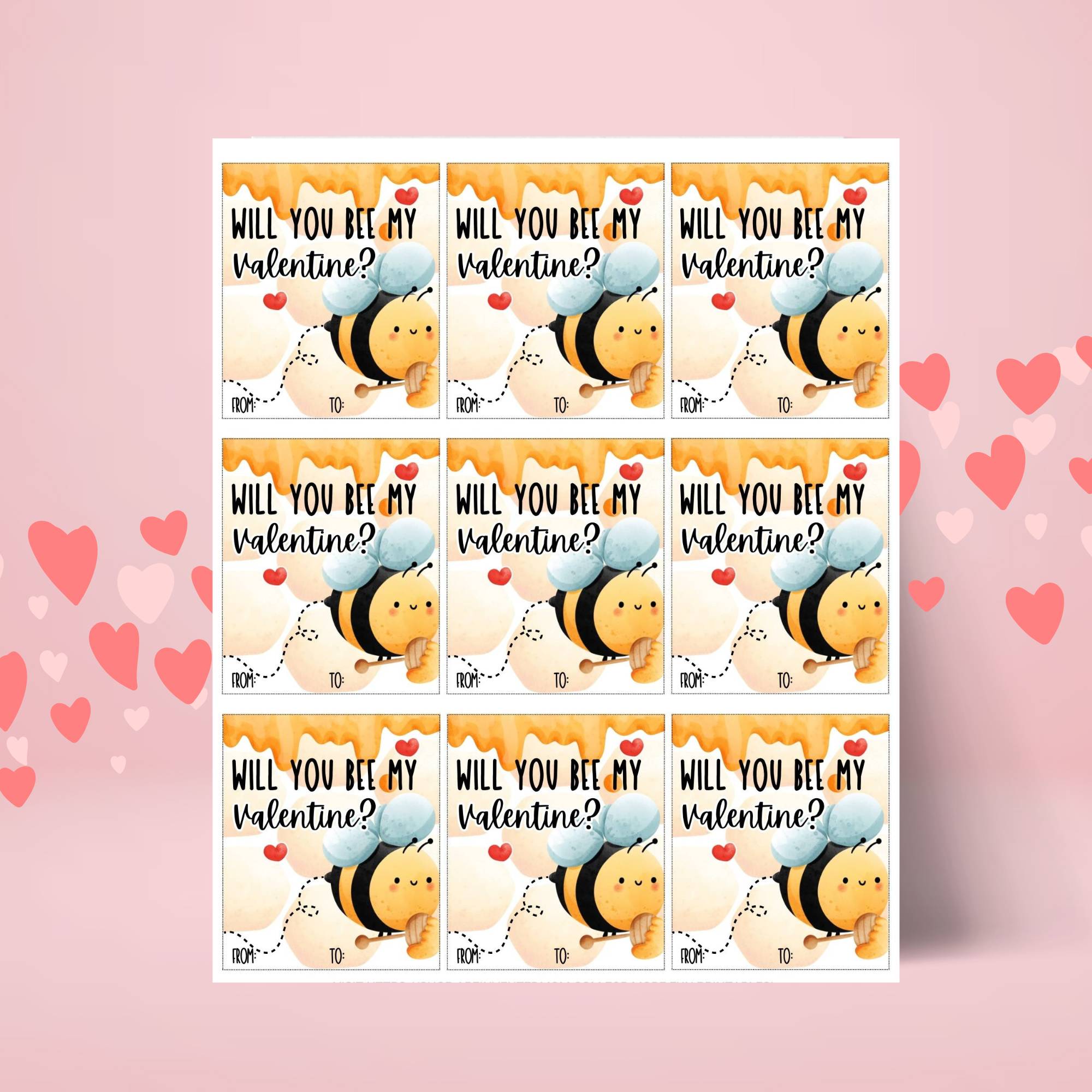 Bee My Valentine Candy Cards