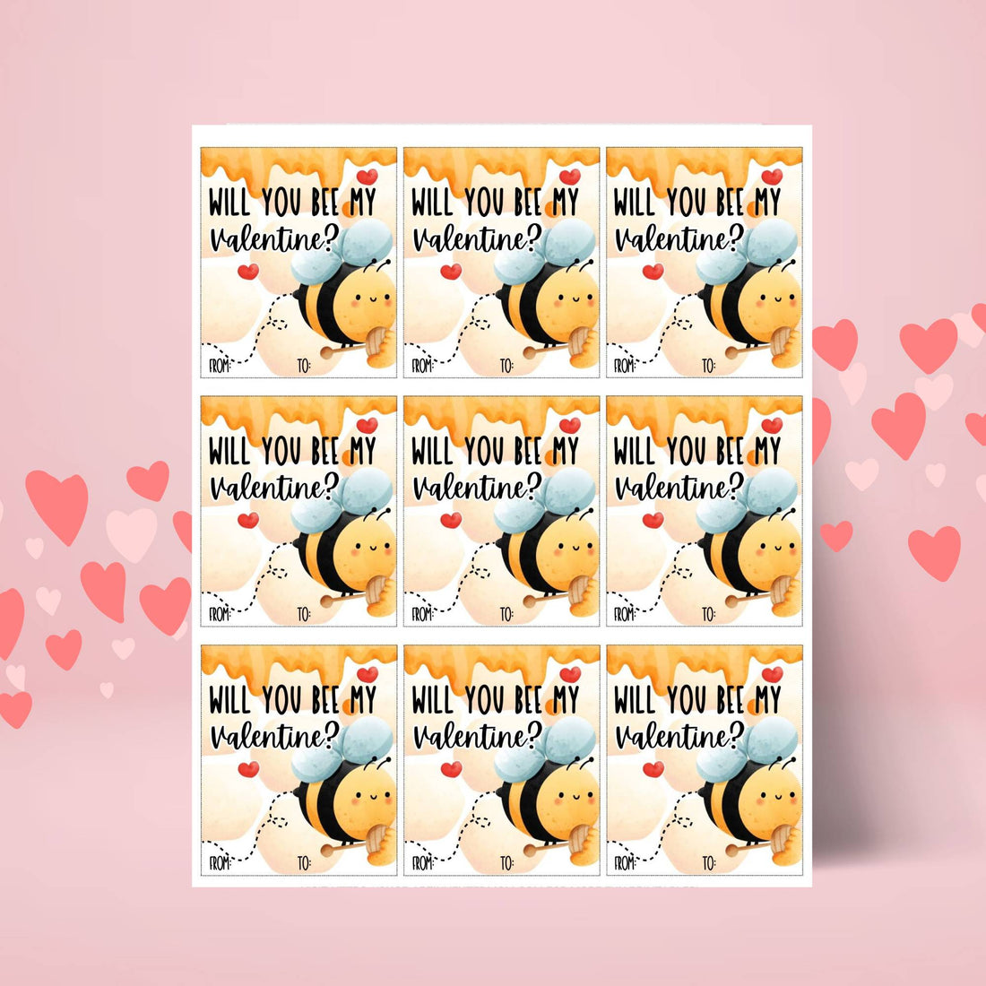 Bee My Valentine Candy Cards