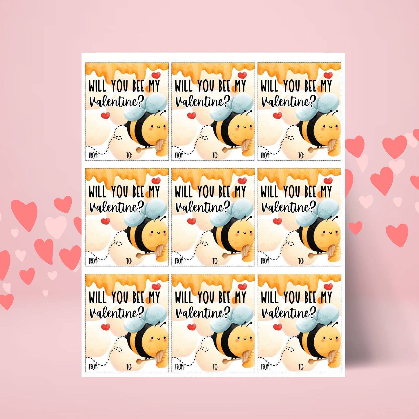 BEE MY VALENTINE CANDY CARDS