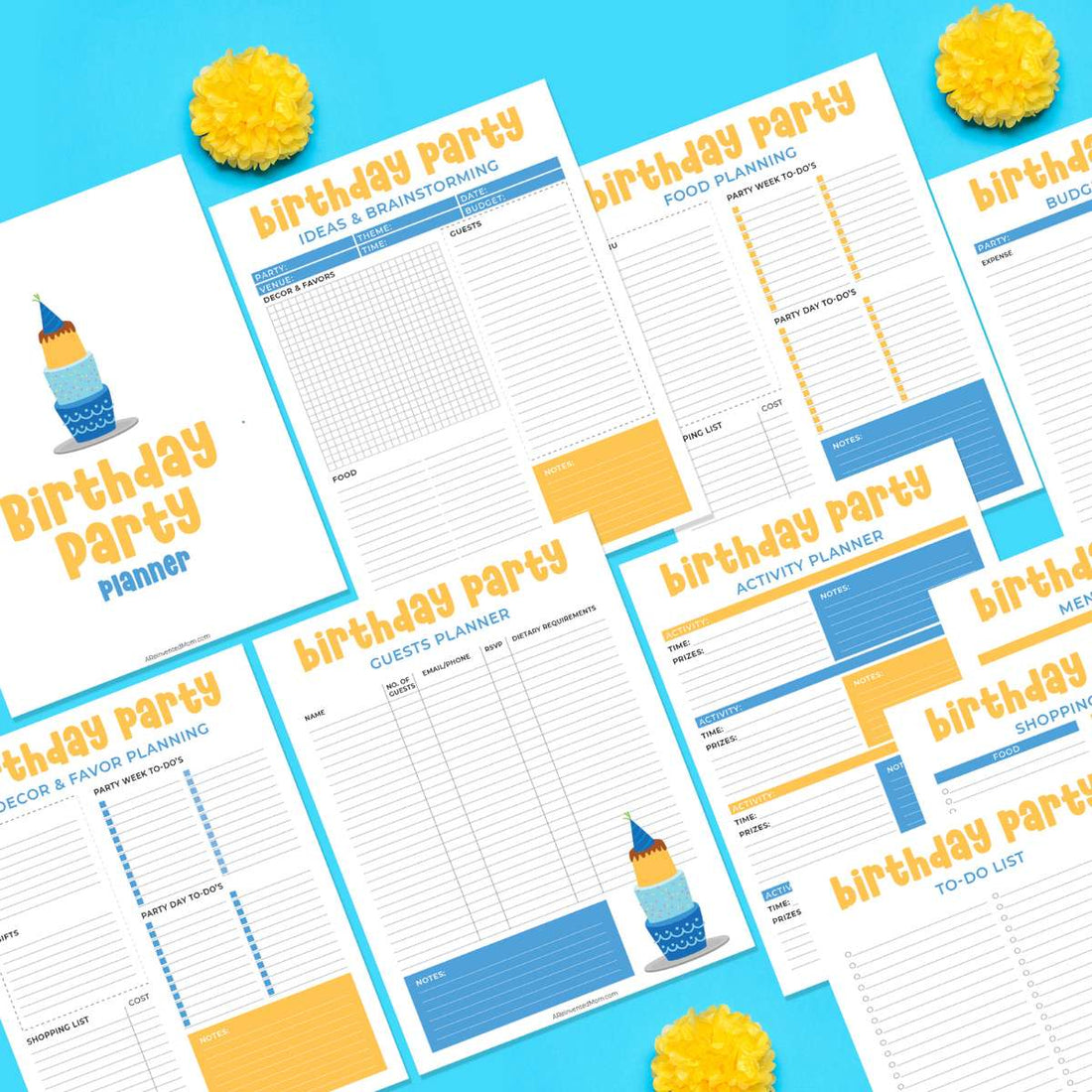 Birthday Party Planner Blue &amp; Yellow