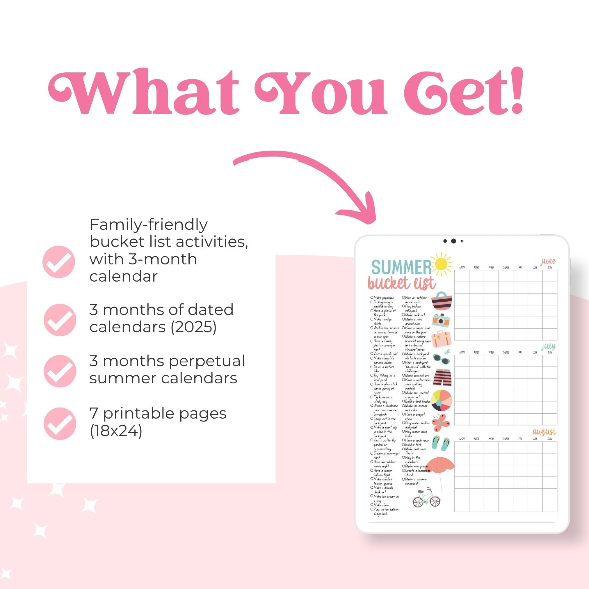 Summer Bucket List &amp; Calendar Set